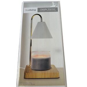 Candle Warmer Lamp Dimmable Wood Base Gold White Table Lamp New